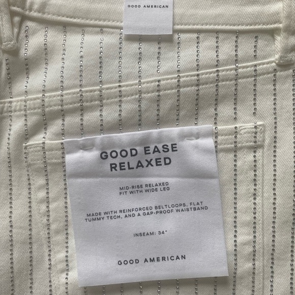 Good American White Rhinestone Good Ease Mid-Rise Relaxed Pants (Size 10/30)
NWT - Picture 5 of 10